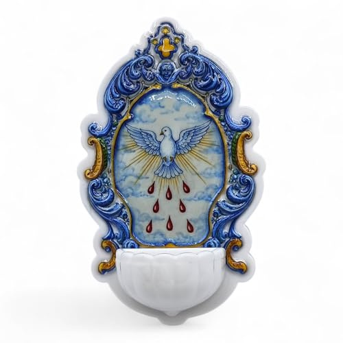 Generico Acquasantiera per Prima Comunione e Cresima, Resina Effetto Ceramica, 11x7 cm, Prodotta in Italia (Cresima)