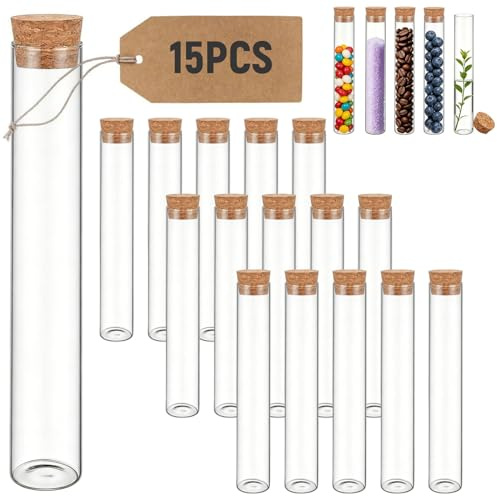 Spetsbst 15 Stück Flachboden Reagenzglas mit Korken 60ml
