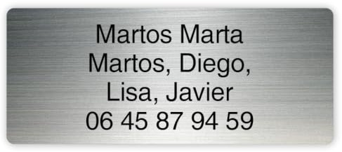 MYGOODPRICE - Placa para buzón personalizada autoadhesiva con nombre grabado, 1 a 5 líneas, formato 12 x 5 cm - Aluminio cepillado