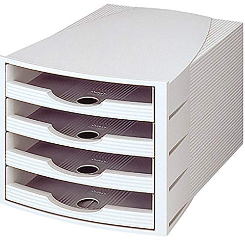 SOE Schubladenbox 1551 lichtgrau mit 4 offenen blauen Schüben