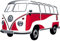 BRISA VW Collection - Volkswagen Selbstklebendes Wand-Tattoo-Aufkleber-Dekoration-Poster mit T1 Bulli Bus Samba Design(Silhouette/Rot)