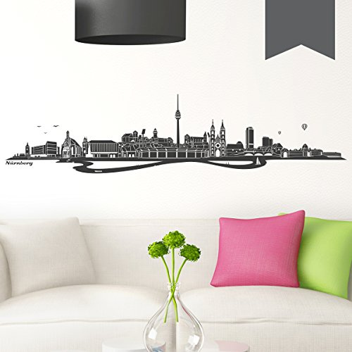 WANDKINGS Wandtattoo Skyline Nürnberg 220 x 51 cm dunkelgrau - erhältlich in 33 Farben