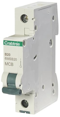 Crabtree 6MSB20 Miniature Circuit Breaker (MCB) Type B Loadstar Domestic SP 20 Amp