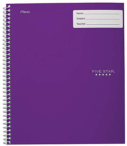 Five Star Interactive Notetaking, 1 Subject, Wide Ruled Spiral Notebook, 100 Sheets, 11 x 8-1/2, Purple (06560AB6)