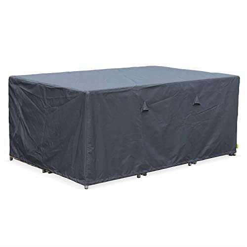 sweeek Alice's Garden - Housse de Protection 172x112cm Gris foncé - Bâche rectangulaire en Polyester Enduit PA pour Tables de Jardin Firenze 6. Vasto 10. Vabo 10 et Cubo 10