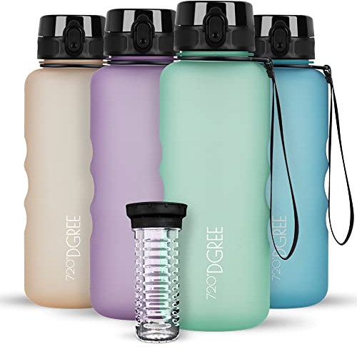 720°DGREE Trinkflasche 1,5l “uberBottle“ softTouch +Früchtebehälter - BPA-Frei - Wasserflasche für Gym, Fitness, Outdoor, Wandern - XL Tritan Sportflasche: Groß, Leicht, Stoßfest, Wiederverwendbar