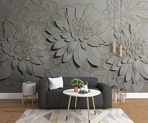 Papier Peint Fleur De Pivoine Dorée En Relief Papier Peint Intissé Tapisserie Murales Chambre Salon