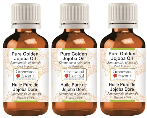 Greenwood Essential Naturreine Goldenes Jojobaöl (Simmondsia chinensis) Kaltgepresst 100ml X 3 (10 oz)