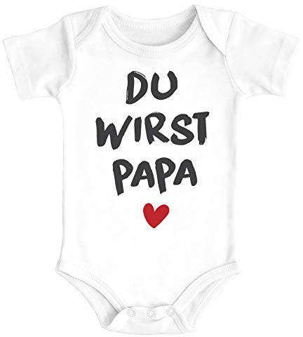 MoonWorks® Baby Body mit Spruch Du wirst Papa Herz Geschenk Schwangerschaft verkünden Bio-Baumwolle weiß 0-3 Monate