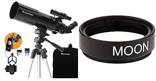Celestron - 80 mm Reisefernrohr – Tragbares Refraktor-Teleskop & 94119-A 1,25'' Mondfilter