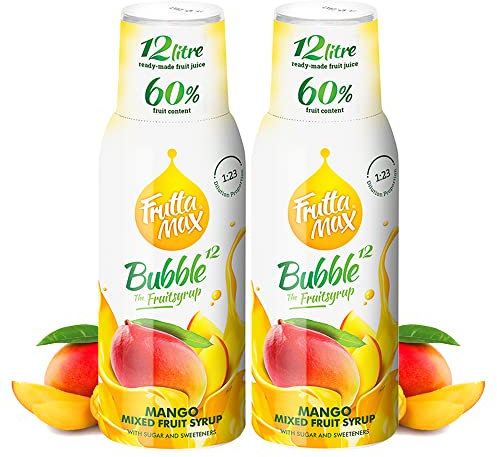2 x 500 ml FruttaMax Getränkesirup Mango Geschmack | weniger Zucker | mit 60% Fruchtanteil
