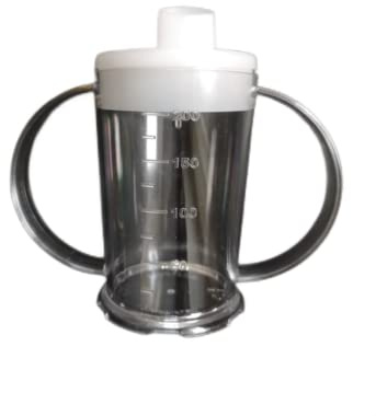 NuHorizons Healthcare Products Clear Two Handled Graduated Beaker with Lid - 200ml Adult Feeder Cup - Drinking Aids (Wide Spout, Pack of 2)