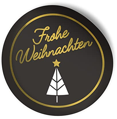 24x itenga Frohe Weihnachten Aufkleber Sticker Etiketten hochwertig schwarz weiß gold rund 4cm