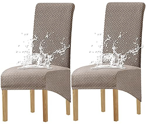 KELUINA XL Stuhlhussen,Universal Stretch Stuhlhussen 2er 4er 6er Set Stuhlbezug für Stuhl Esszimmer (Taupe, 2 Hussen)