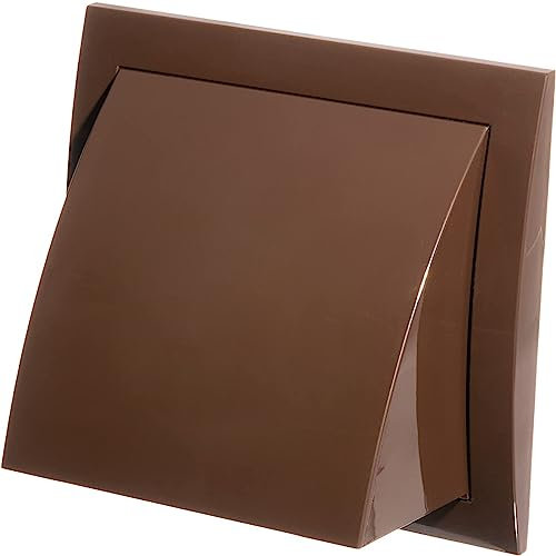 Ø 100mm / 4 inch Brown Plastic Cowled Ventilation Grille - Air Vent Cover with Backdraught Shutter/Gravity Flap - External Grille with Round Spigot