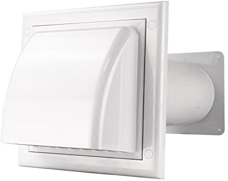 Mauerdurchführung Mauerkasten Abzugshaube Abluft Kunststoff Haube weiß ohne Rückstauklappe Ø 150 mm