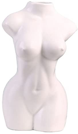 Tubayia Frauenkörper Statue Vase Skulptur Pflanzer Blumenarrangement Vase für Schreibtisch Wohnzimmer Regal Dekoration (Weiß)