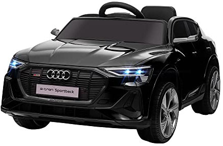 HOMCOM Voiture électrique Enfants sous Licence Audi e-tron Sportback, véhicule électrique 12V Max. 5 Km/h avec télécommande 2,4G, phares LED, Musique, klaxon, Port USB, MP3, Noir