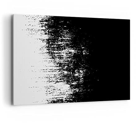 Bilder auf Leinwand 100x70cm Leinwandbild Abstraktion dunkel schwarz und weiß Groß Wanddeko Bild Schlafzimmer Deko Wandbilder Dekoration Wohnzimmer Wall Decor Canvas Wand Kunstdruck Art AA100x70-4601