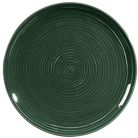 Seltmann Weiden Terra Speiseteller, 28 cm, Runder Essteller mit spiralförmigem Relief, Spülmaschinen- und mikrowellenfest, Porzellan, Moosgrün