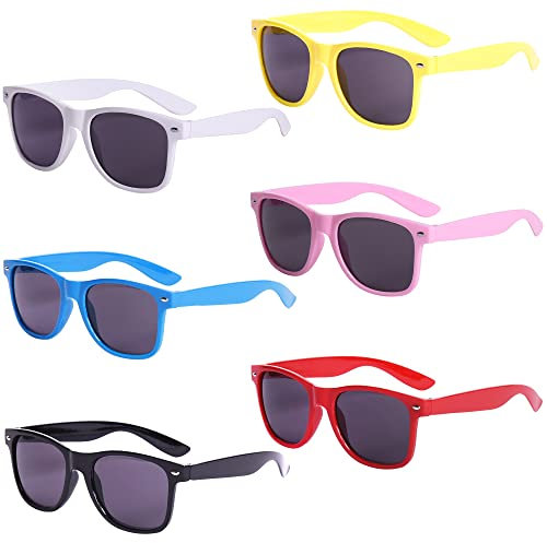 6 Stücke Neon Sonnenbrille Set Herren Unisex Bunte Sonnenbrillen Coole Retro Lustige Brillen Party für Herren Damen