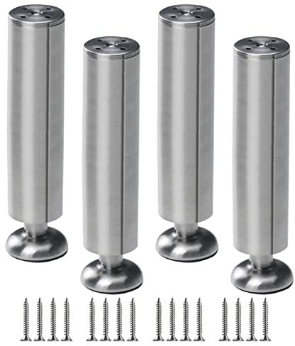 4 Stück Möbelfüße Metall, Ersatz Tv Lowboard Möbelfüsse, verstellbare Möbelbeine Sofafuß Tischbeine, für Schrank Stühle Schubladen Nachttisch Bett (12cm/4.72in)