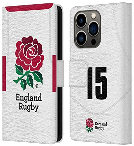 Head Case Designs Licenza Ufficiale England Rugby Union Posizione 15 2020/21 Giocatori Home Kit Custodia Portafoglio in Pelle Compatibile con Apple iPhone 14 PRO