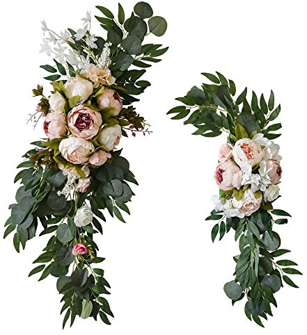 NIZEAMI 2 StüCke KüNstliche Pfingstrose Willkommen Hochzeitsgast Karte Dekoration Hochzeitsbogen Hochzeit Hintergrund Wand Dekoration