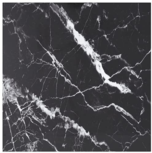 WIFESE Plateau de table noir - Table basse - Plateau en verre multiplex - Plateau en verre - 80 x 80 cm - Verre trempé de 6 mm - Aspect marbre