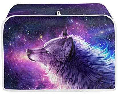 Showudesigns Galaxy Wolf Toaster Cover 4 Slice Washable Small Appliance Covers Toaster Bag Dust Cover with Top Handle Toaster Oven Cover Purple Pink