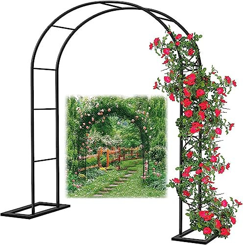 MISKYN Garden Arbor Arch Steel Frame Weather Resistant Metal Archway for Climbing Plants, Free Standing Trellis Pergola 1.2M 1.4M 1.8M 2.4M 3M 3.5M Wide Garden Arch,Green,W2.4M*H2.2M
