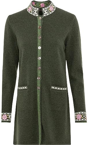 Reitmayer Lange Strickjacke mit Jacquard-Muster Oliv 38