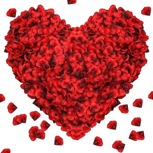 Pyrrhiax 1000 Stück künstliche Seidenrosenblätter Blumendekoration Hochzeit Party (große rote Punkte schwarz)