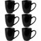 superyes Juego de 6 tazas de café grandes de cerámica, 360 ml, para capuchino con leche, cacao, mango de fácil agarre, apto para lavavajillas, microondas, negro mate
