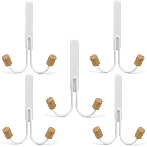 HILELIFE Over The Door Hanger Hooks (Set of 5), Over The Door Hooks for Hanging Towels, Coats, Bags, Pants, Hats, Scarves, Fit Doors Up to 1.4 in