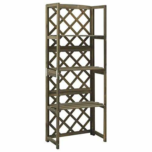 Swpsd Fir Wood Trellis with Shelves for Climbing Plants - Grey - 55 x 30 x 140 cm - Garden Decor Model316410