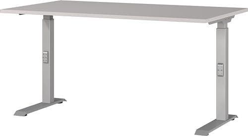 Germania Schreibtisch 7904-643, in Kaschmir/Silber, me. höheneinst., 140 x 91 x 80 cm (BxHxT)