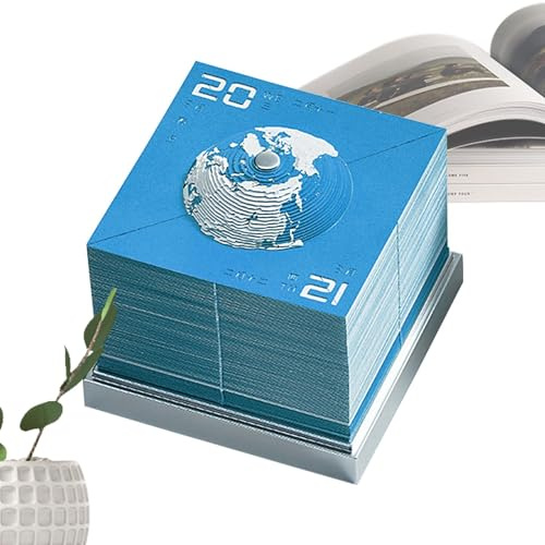 Naqqios Notizblock Kalender - Kalender Mit Skulpturen Di, Panorama-Karte Des | Globus Kalender Ornament Kreative Papierskulptur Für Wohnzimmer, Arbeitszimmer, Schreibtisch Kalender 202