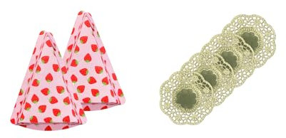 Demmler Tortenstück Backform Rosa mit Erdbeere - 18 stabile Papierbackformen im Tortenstück-Design (11 x 7,5 x 3,5 cm) – inkl. 4 goldene Tassendeckchen - Lebensmittelecht & fettdicht - Made in Germany