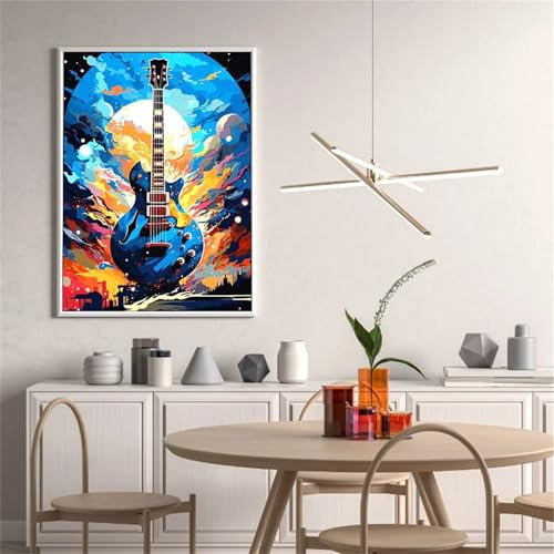 Aimaor Malen Nach Zahlen Erwachsene,Musikinstrument Malen Nach Zahlen Kits DIY mit rahmen Handgemalt Ölgemälde Kit Leinwand Acrylfarbe Paint by Numbers Heimdekoration Geschenke - 60x75cm