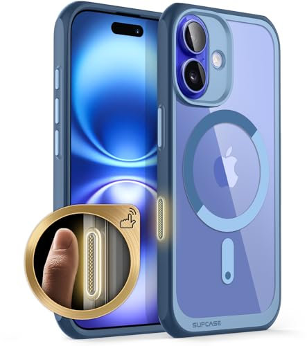 SUPCASE für iPhone 16 Hülle 6.1'' Kompatibel mit MagSafe Slim Handyhülle Dünn Case Durchsichtig Schutzhülle Backcover [Unicorn Beetle Mag] Handy Hülle für iPhone 16 2024 (Blau)
