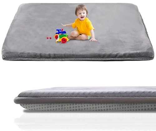 Baby Spielmatte 127x127cm Grau, Wolkenweiche Kinderzimmer Teppich mit hochwertigem Memory-Schaum, Krabbelmatte Baby mit rutschfester Unterseite, Krabbeldecke, Kinderteppich, Tatami Matte - 4cm Dick