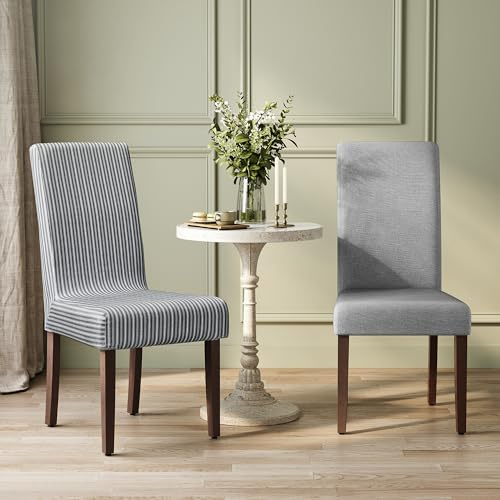 VASAGLE Dining Chairs, Parsons Chairs with Removable Fabric Cover, High Back, for Dining Room Kitchen, Set of 2, Thick Seat, 22.8 x 18.9 x 39.4 Inches, Dove Gray UKDC152G01