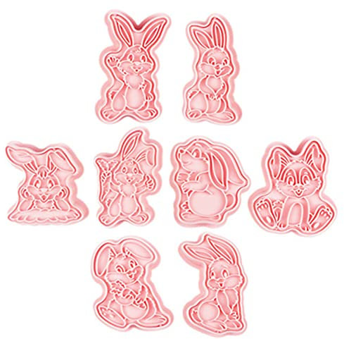 CRILSTYLEO Rabbit Cookie Cutters 8 Pack Biscuit Moulds Cookie Stamps Personalised Baking Supplies Perfect for Easter