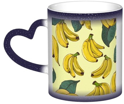 FCTVASDM Hitzeempfindliche Tasse mit Farbwechsel, 325 ml, Bananen-Druck, Kaffeetasse, Teetasse, Sternenhimmel, Keramikbecher, lustige Wassertasse, Keramik-Kaffeetassen, Geschenk für Damen und Herren