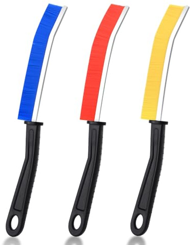 Crevice Cleaning Brush, Bathroom Tile Groove Gap Cleaning Brush,Premium Crevice Cleaning Tool Aluminum Support with 15° Angle,Home Kitchen Groove Gap Window Door Track Tile Groove Bristle (3PCS)