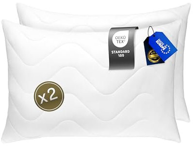 FAM Home Juego de 2 Almohadas Cojines de Microfibra Suave I Relleno De Cojín para Soporte Óptimo para El Cuello y La Cabeza I Relleno Cojin Se Puede Lavar Y Secar a Máquina (50 x 60 cm Juego de 2)