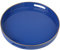 Simmer StRound Plastic Tray one Decorative, Round Plastic with Handles, Modern Vanity and Serving for Ottoman, Coffee table, Kitchen and Bathroom, Size 13 (Navy blue)
