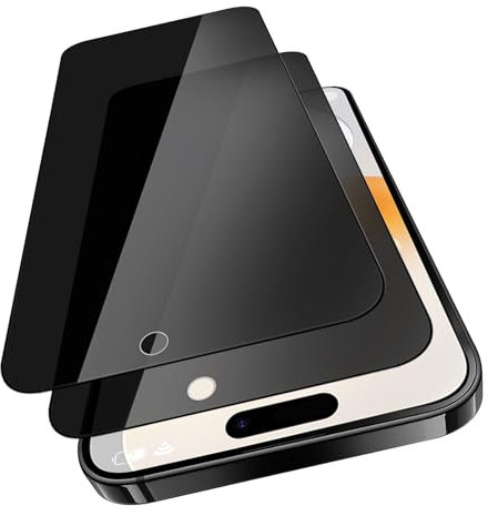 VideoSecu Sichtschutz Panzerglas für iPhone 15/15 Pro Schutzfolie, 2 Stück 9H Härte HD Blasenfreie Anti-spy Displayschutzfolie - 100% Touchgenauigkeit Blickschutz, Kratzfest Privacy Folie