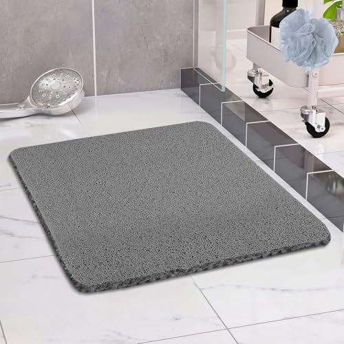 COSYLAND Tapis de Douche Antidérapant 60x60 cm - Tapis de Bain Luffa à Séchage Rapide - Confort Durable - pour Douches et Salles d’Eau - Gris